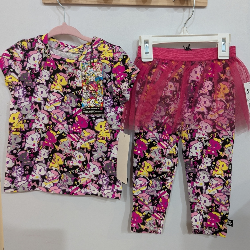 Brand New 18M Tokidoki Bambino Unicorno Print Tee & Skirted Leggings